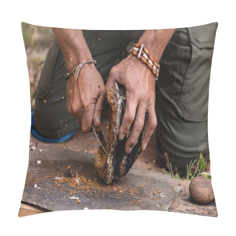 Personality  Hand Using Chaga Mushroom To Keep Fire Alive Pillow Covers