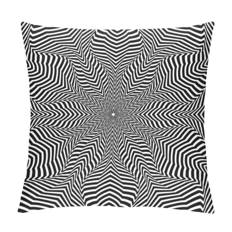 Personality  Op Art Circular Pattern Of Black Curly Stripes. Hexagonal Abstract Floral Background Design. Pillow Covers