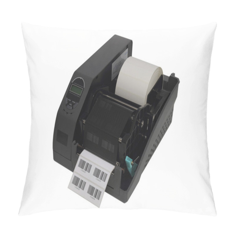 Personality  Barcode Label Printer Isolated Over White Background Pillow Covers