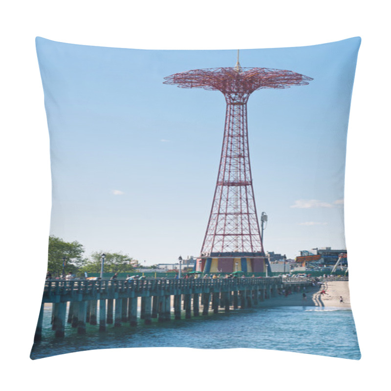 Personality  NEW YORK - JUNE 27: Parachute Tower. Coney Island Is Known Espec Pillow Covers