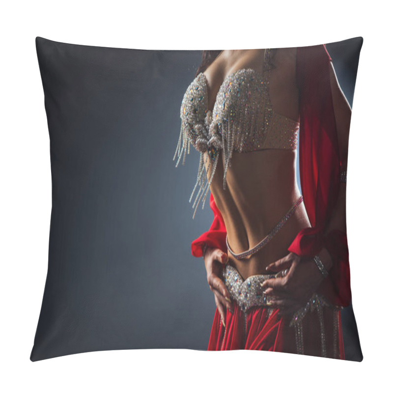 Personality  Beautiful Belly Dance Of A Girl In A Red Decorated Ethnic Dress  Pillow Covers