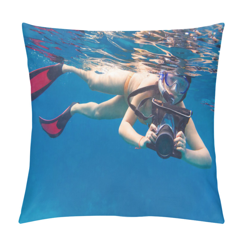 Personality  Snorkeling In The Andaman Sea With Underwater Camera Pillow Covers