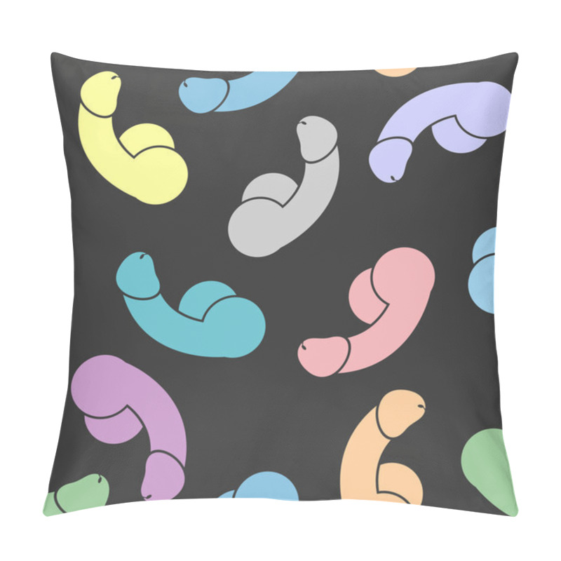 Personality  Colourful Penises. Seamless Pattern Penis. Vector Background Pillow Covers