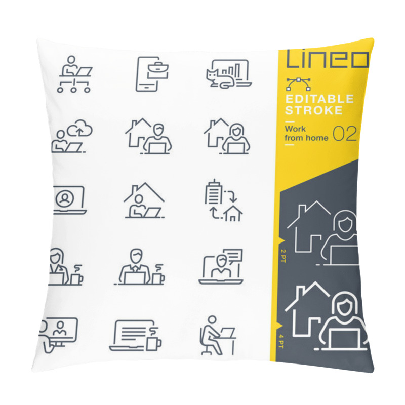 Personality  Lineo Editable Stroke - Work From Home Line Icons Pillow Covers