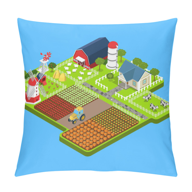 Personality  Countryside Buildings Infographic Template Pillow Covers