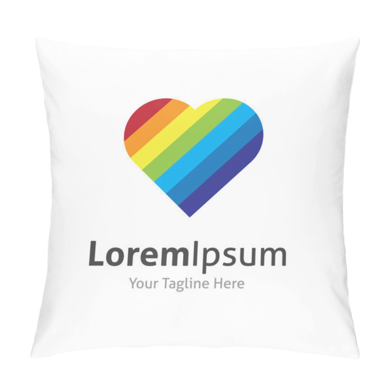 Personality  Rainbow Heart Shape Love Vector Logo Icon Pillow Covers