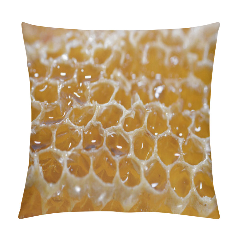 Personality  Hexagonal Honeycomb Cells With Honey That Hold The Queen Bee's Eggs And Store The Pollen And Honey The Worker Bees Bring To The Hive, Mass Of Prismatic Wax Cells Built To Store Honey, Larva And Pollen Pillow Covers