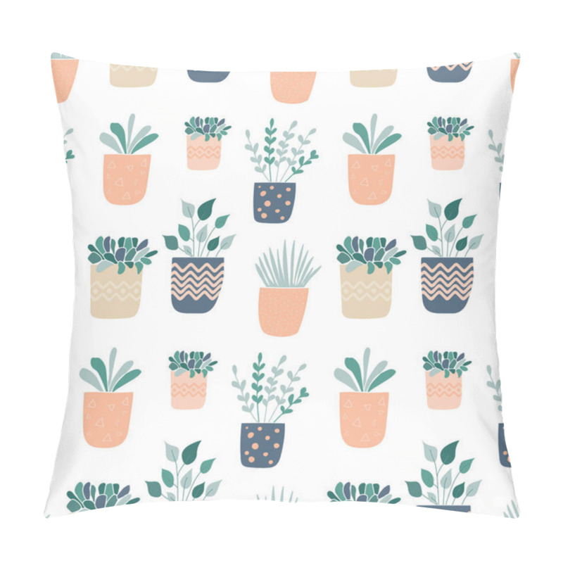 Personality  Hand Drawn Plants In Pot. - Seamless Pattern. - Vector Illustration Pillow Covers