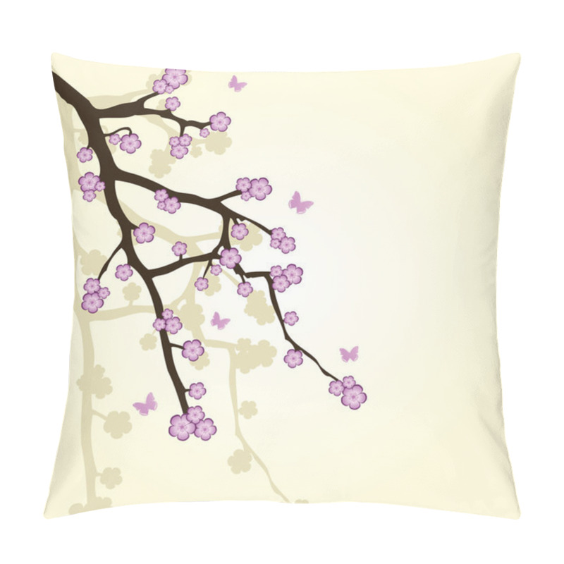 Personality  Abstract Background With Sakura Branch Pillow Covers