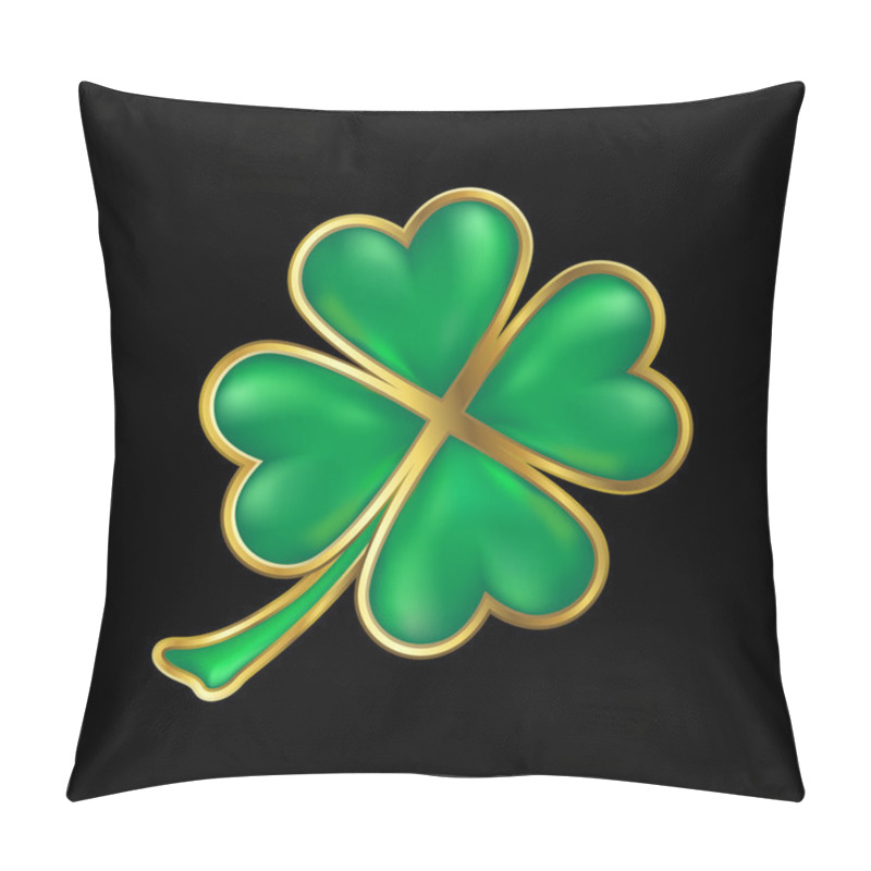 Personality  Shiny Four Leaf Clover With Golden Border Pillow Covers