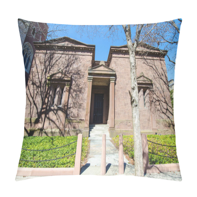 Personality  New Haven, Connecticut - April 1, 2018: Exterior Of The Skull And Bones Secret Student Society On The Yale University Campus Pillow Covers