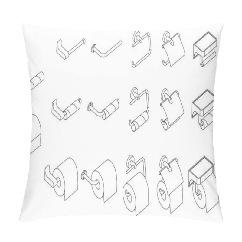 Personality  Vector Set Of Isometric Toilet Paper Roll Holder Empty And Full On White Background Pillow Covers