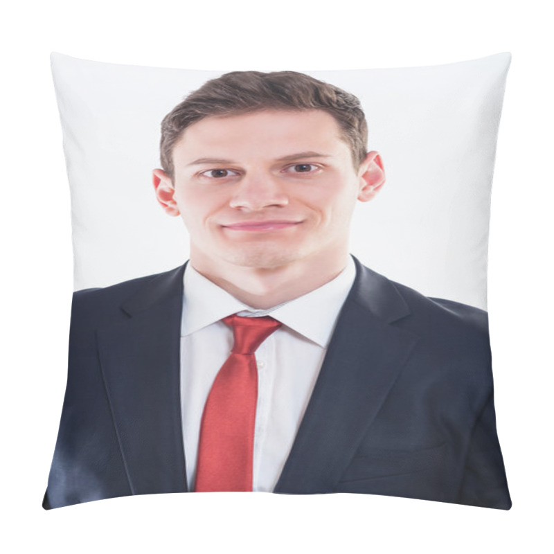 Personality  Businessman In Black Suit And Red Tie Pillow Covers