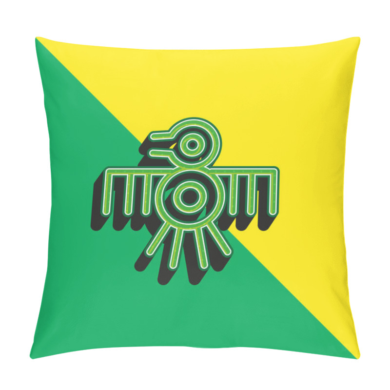 Personality  Bird Old Indian Design Of Thin Lines Green And Yellow Modern 3d Vector Icon Logo Pillow Covers