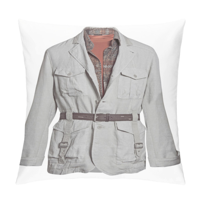 Personality  Gray Jacket Isolated On White Background Pillow Covers