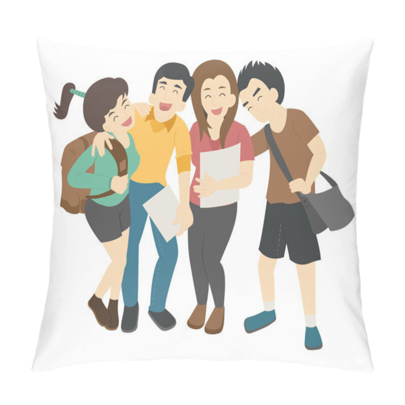 Personality  Group Of Smiling Teenage Students Pillow Covers