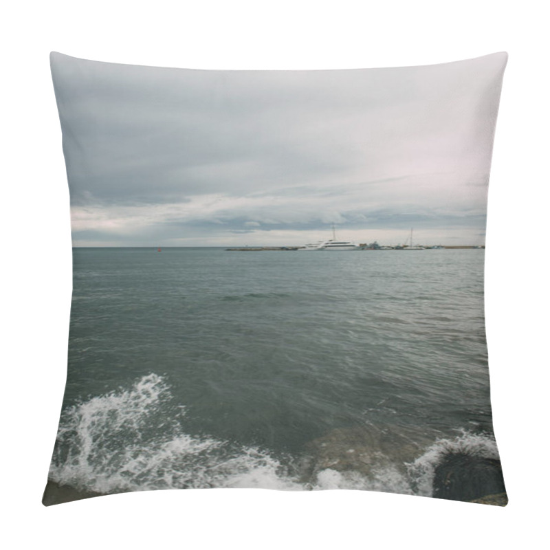 Personality  Splash Of Water In Mediterranean Sea Against Sky With Clouds  Pillow Covers