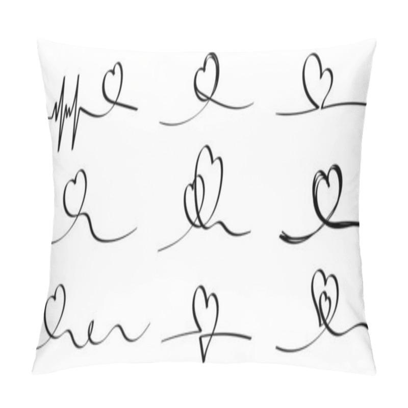 Personality  Set Of Nine Thin Ribbons With Hearts. Decoration For Postcards. Pillow Covers