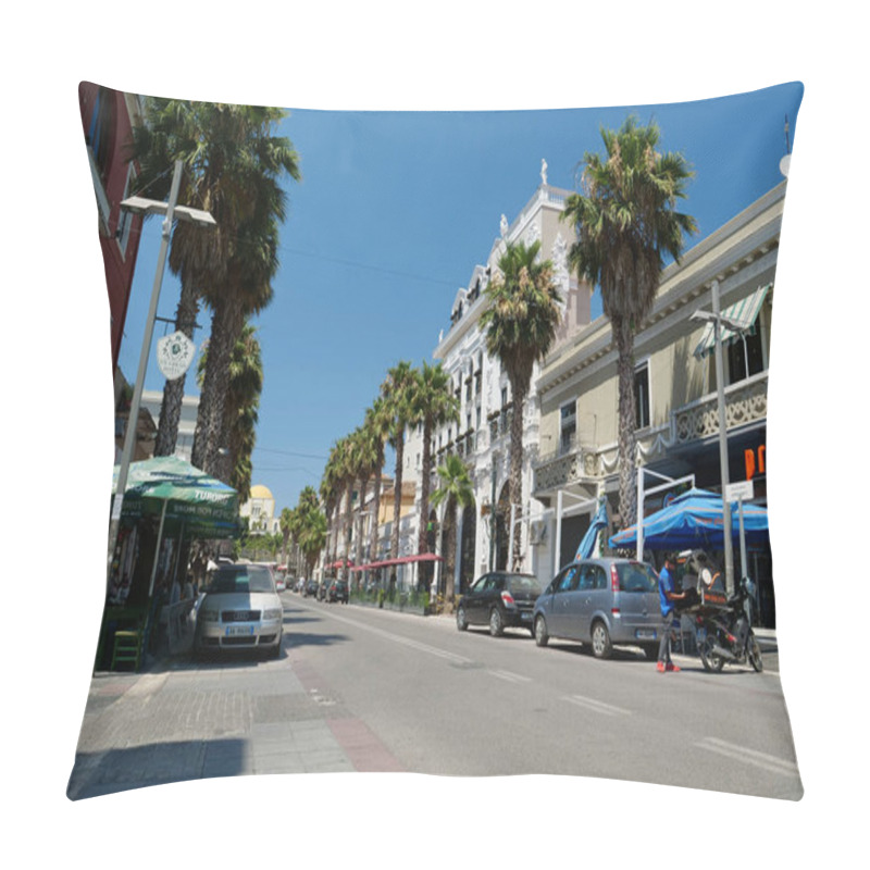 Personality  ALBANIA, DURRES, JULY 7, 2019: People On The Street In Durres City, Historically Known As Epidamnos Or Epidamnus And Dyrrachium, Is The Second Most Populous City In Republic Of Albania Pillow Covers