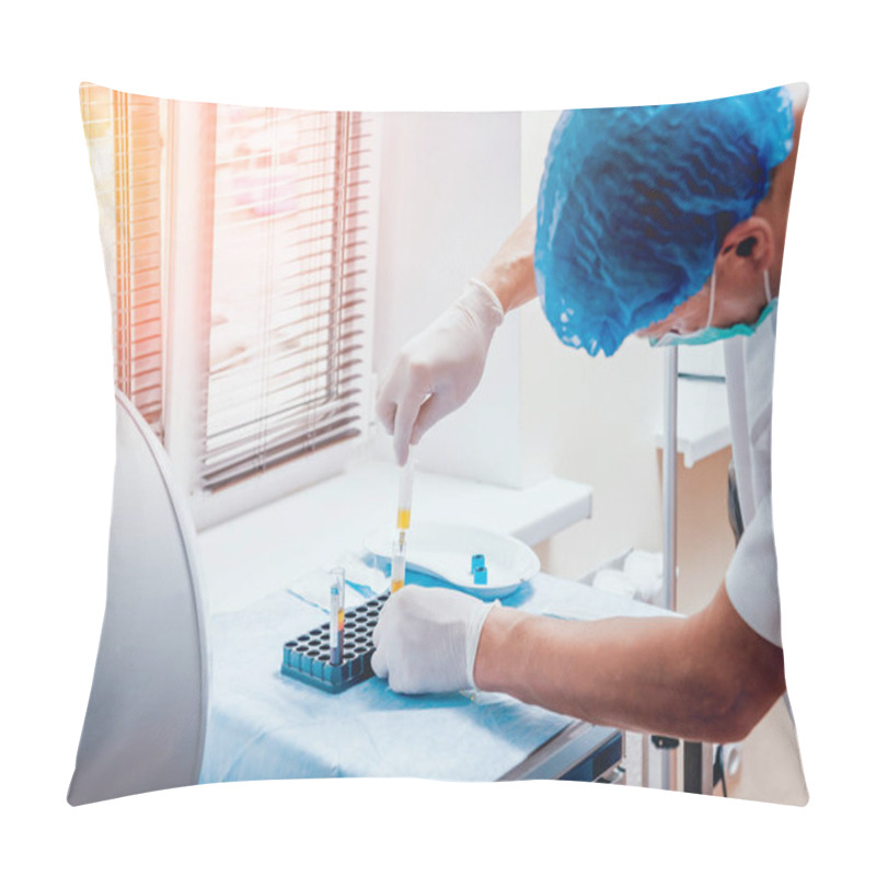 Personality  Platelet-Rich Plasma Preparation. Plasma In Syringe. Centrifuge.  Pillow Covers