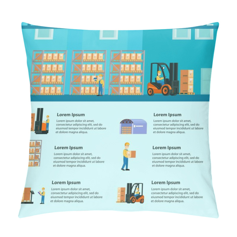 Personality  Logistic Warehouse Infographics Pillow Covers