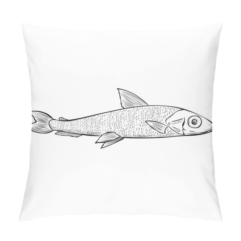 Personality  Outlined Hand Drawn Smelt Fish Pillow Covers