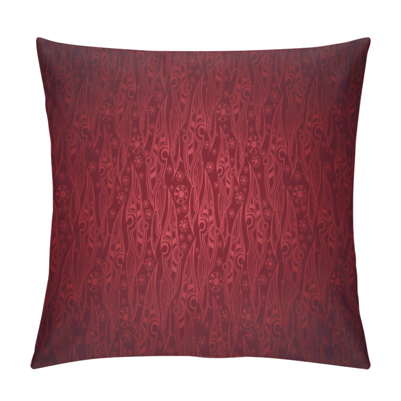 Personality  Vector Floral Background Of Stylized Leaves Pattern In Royal, Damascus Style. Floral, Organic Vintage With Gradient In Dark, Gothic Red Colors Pillow Covers