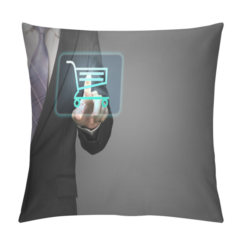 Personality  Businessman Touch Shopping Cart Icon For Purchasing On Line In G Pillow Covers