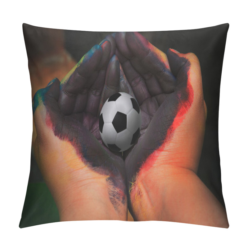 Personality  Soccer Football In Painting Hands Pillow Covers