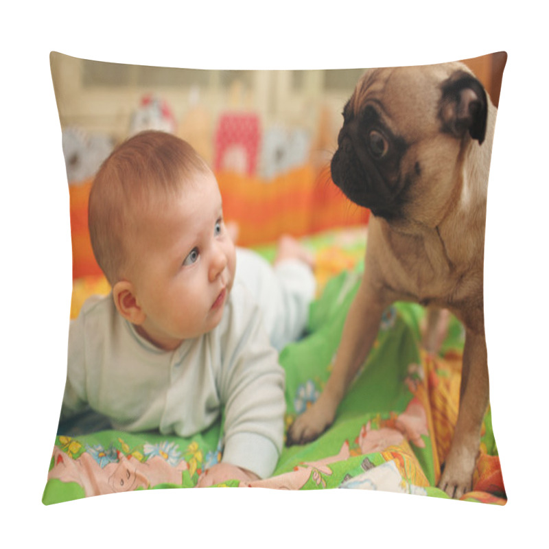 Personality  Baby And Dog Pillow Covers