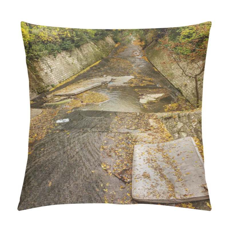 Personality  Varna, Bulgaria - 2015: Dirty Waste Water And Household Waste Are Merged Into The Open Sea At The Beach. Wastewater Treatment Plants. The Environmental Problem Of Environmental Pollution. Pillow Covers