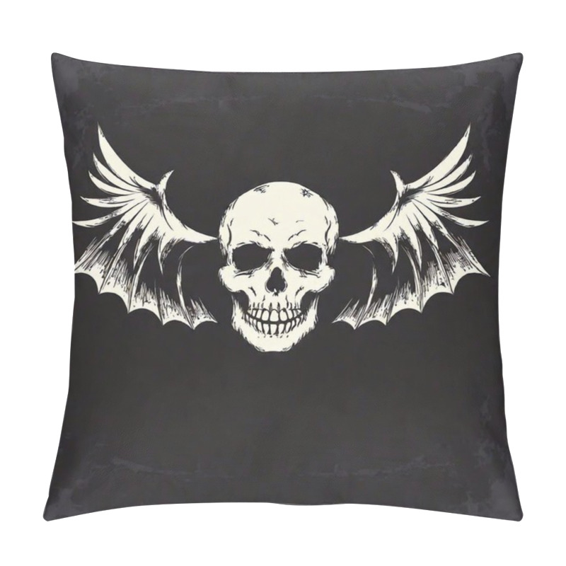 Personality  Halloween Scary Skull With Bat Wings Vector Pillow Covers