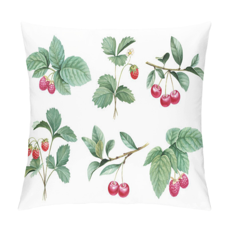 Personality  Branches Of Ripe Strawberries  Pillow Covers