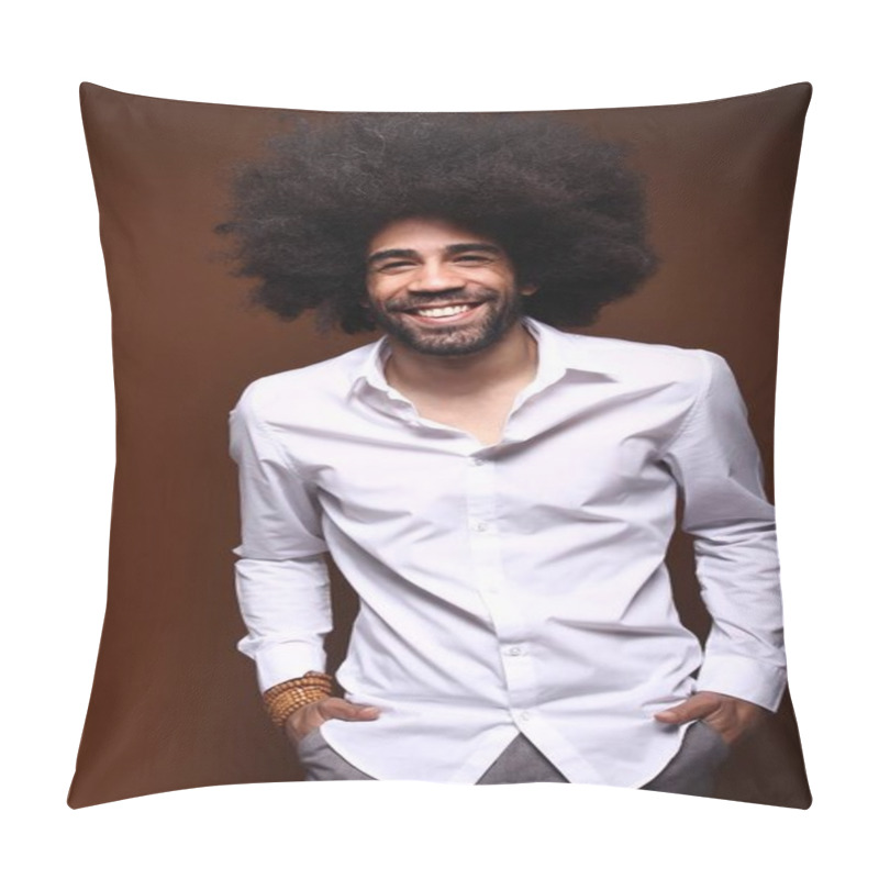 Personality  Portrait Of A Happy Afro Man Pillow Covers