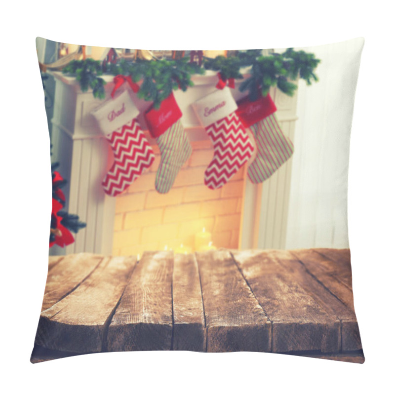 Personality  Fireplace With Christmas Decorations Pillow Covers