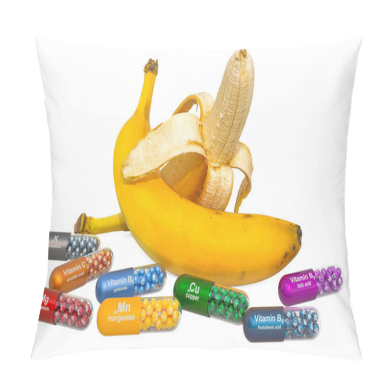 Personality  Vitamins And Minerals Of Banana, 3D Rendering Pillow Covers