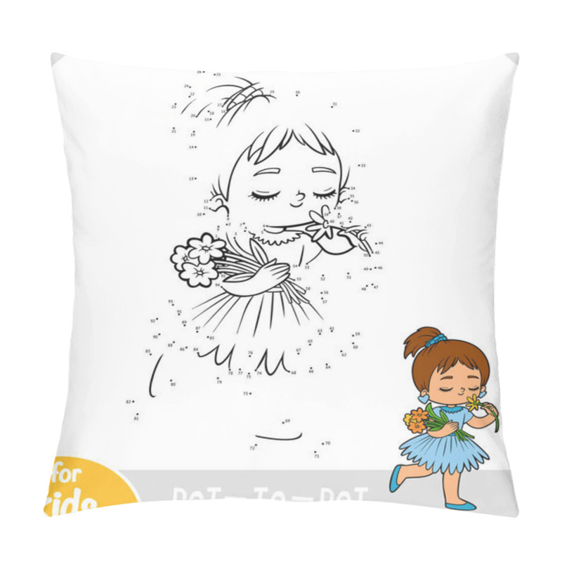 Personality  Numbers Game, Education Dot To Dot Game For Children, Girl With A Flower Pillow Covers