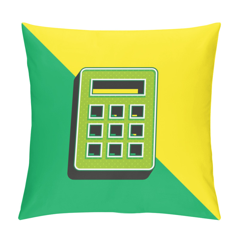 Personality  Basic Calculator Green And Yellow Modern 3d Vector Icon Logo Pillow Covers