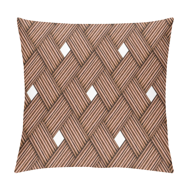 Personality  Abstract Wooden Wicker Pattern, Blocks Wall Logs, Texture Canvas Solid With White Squares Windows, Volume Effect Pillow Covers