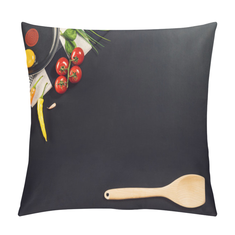 Personality  Food Preparation Background With Pasta Ingredients. Top View. Pillow Covers