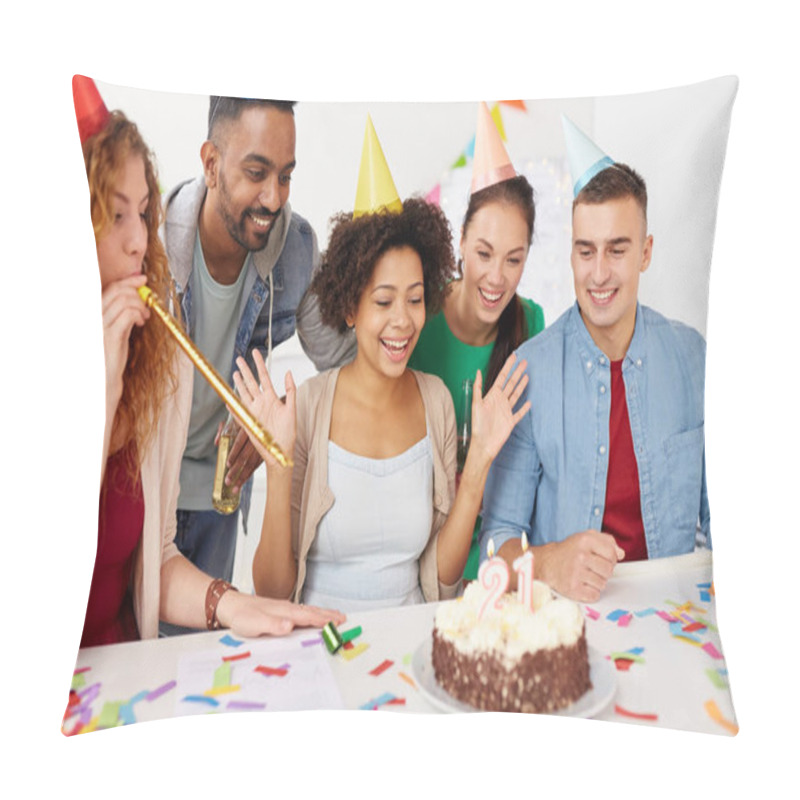 Personality  Team Greeting Colleague At Office Birthday Party Pillow Covers