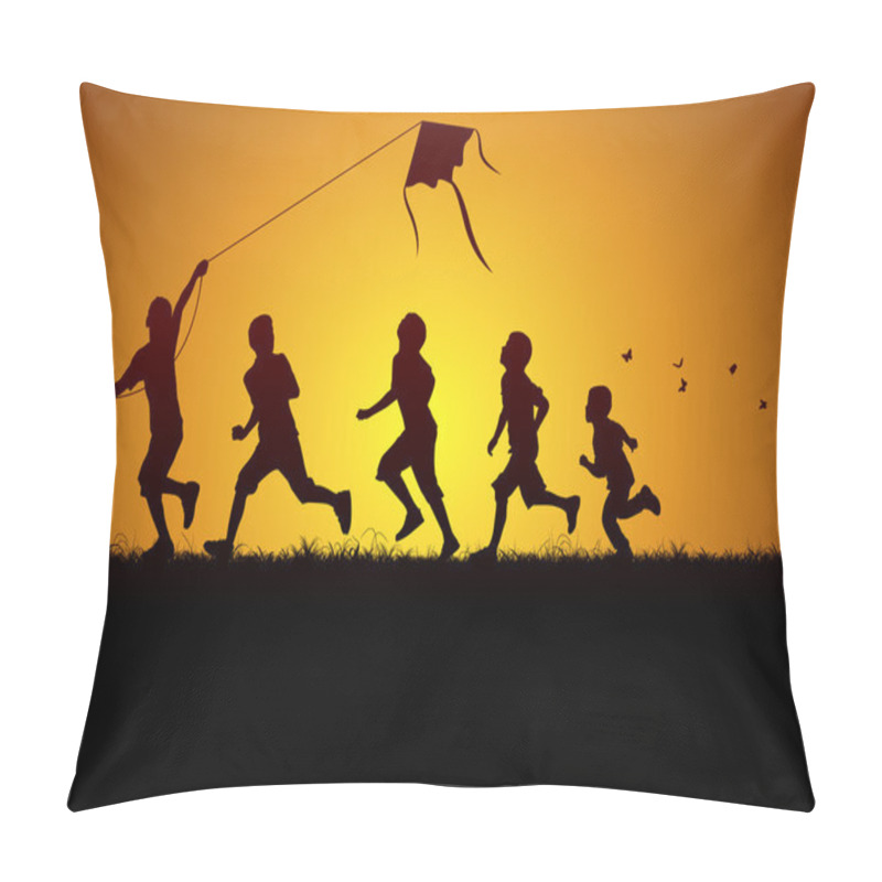 Personality  Children Flying A Kite Pillow Covers