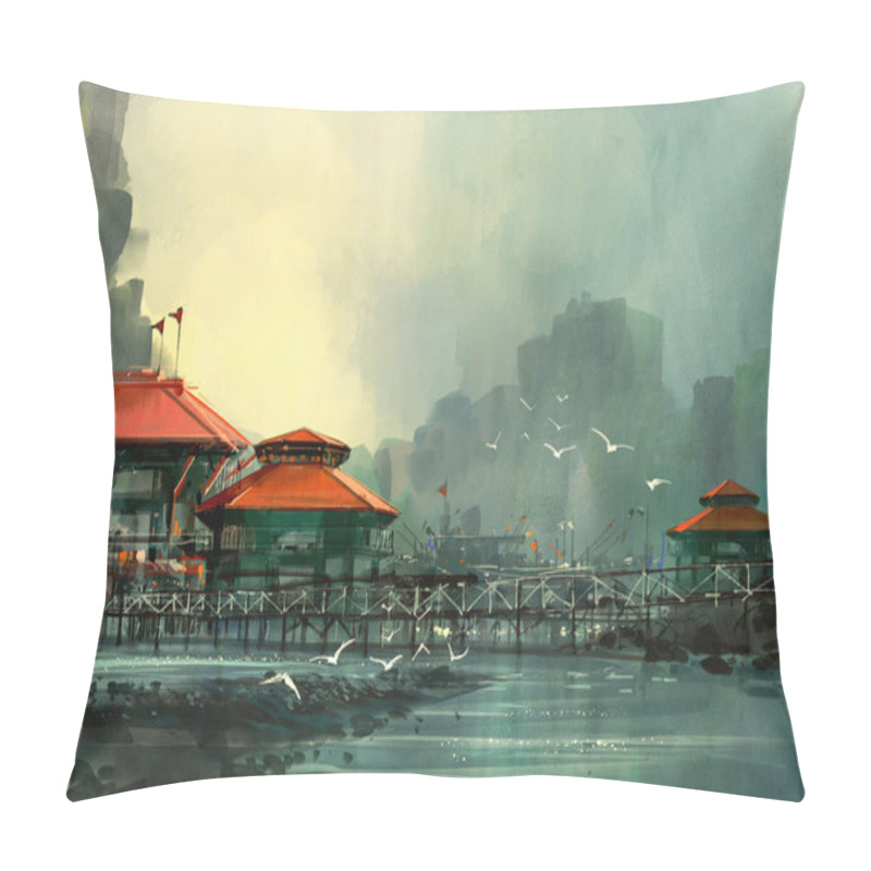 Personality  Landscape Of Beautiful Harbor Pillow Covers