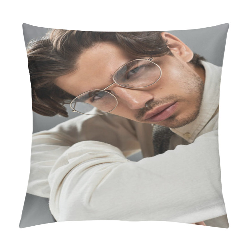 Personality  Dressed In Elegant Formal Attire, A Young Man Confidently Poses, Showcasing Modern Style Against A Sleek Backdrop. Pillow Covers