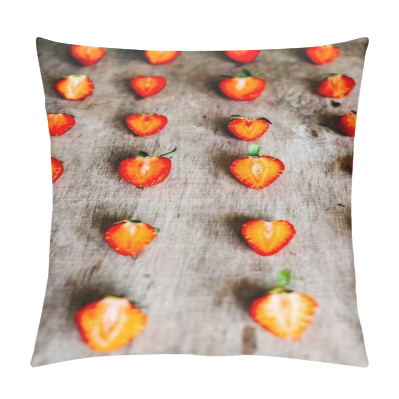 Personality  Halved Strawberries On Table Pillow Covers