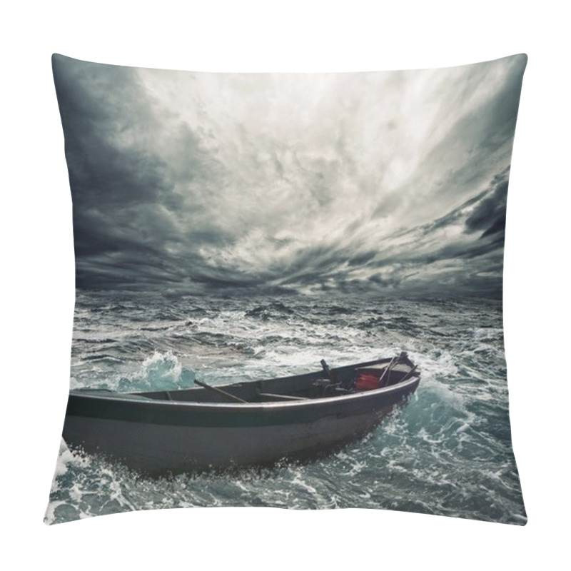 Personality  Abandoned Boat In Stormy Sea Pillow Covers