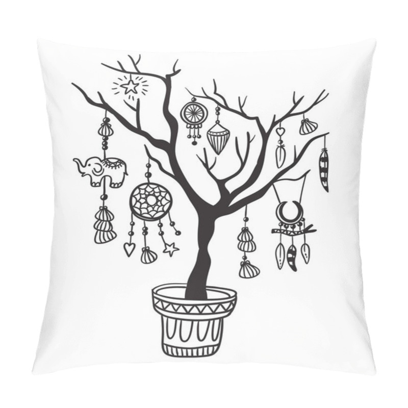 Personality  Tree With Boho Decorations Pillow Covers