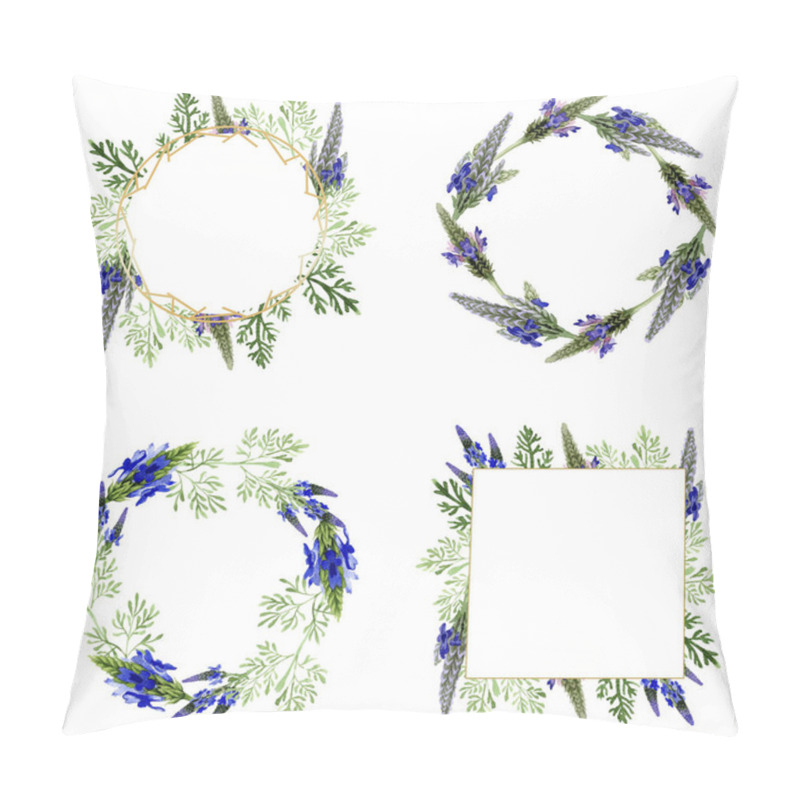 Personality  Blue Violet Lavender Floral Botanical Flower. Wild Spring Leaf Wildflower Isolated. Watercolor Background Illustration Set. Watercolour Drawing Fashion Aquarelle. Frame Border Ornament Square. Pillow Covers