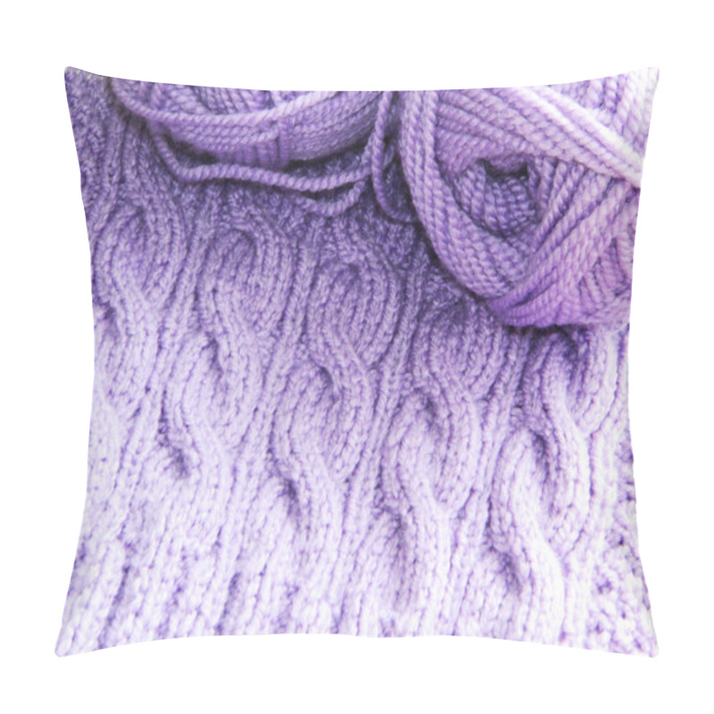 Personality  Knitted Pattern With Needles And Ball Of Yarn Two Pillow Covers