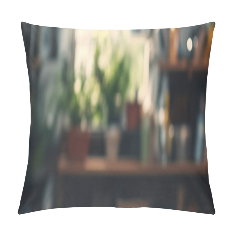 Personality  Blurred View Of A Cozy Indoor Garden With Green Plants. Pillow Covers